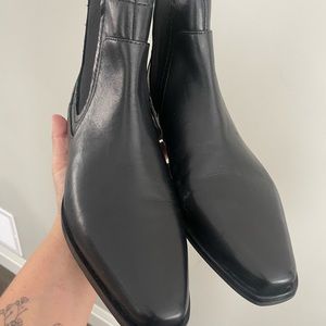 New without tags black leather ankle boots